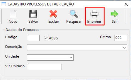 Botão Imprimir no cadastro