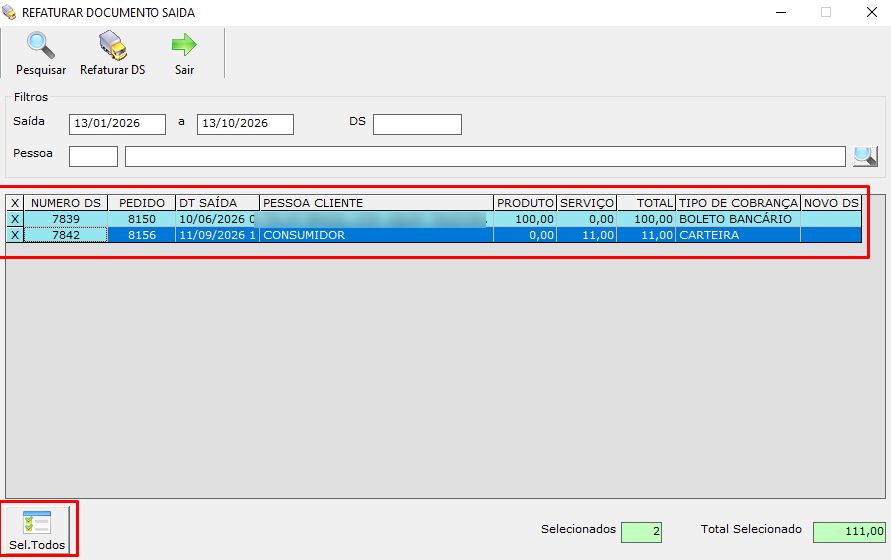 Documentos selecionados